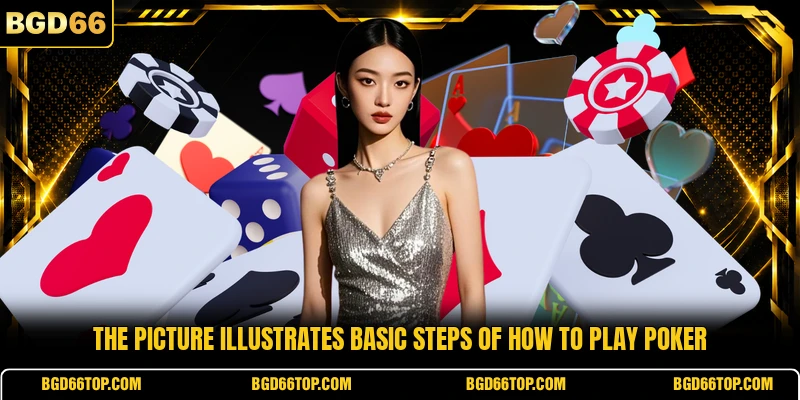 The picture illustrates basic steps of how to play poker